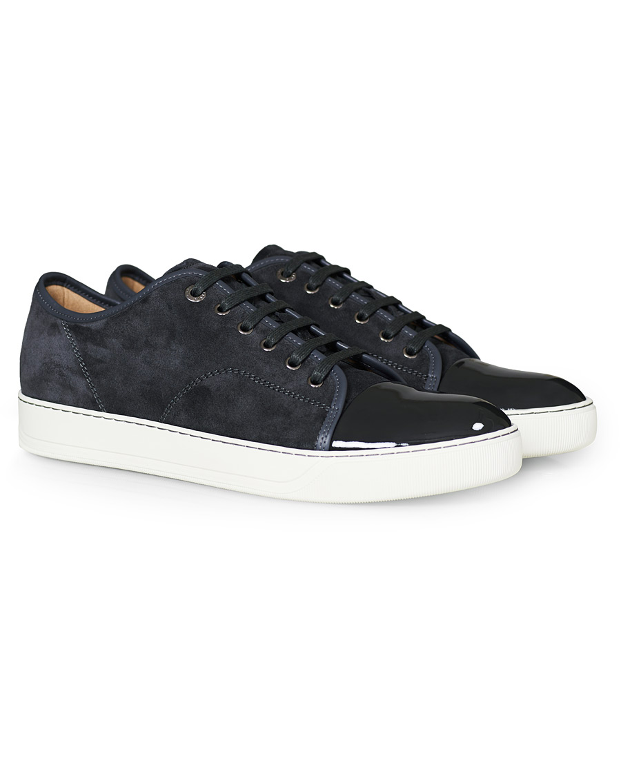 Men | Lanvin Patent Captoe Sneaker Grey Suede | Lanvin | Patent Captoe Sneaker Grey Suede