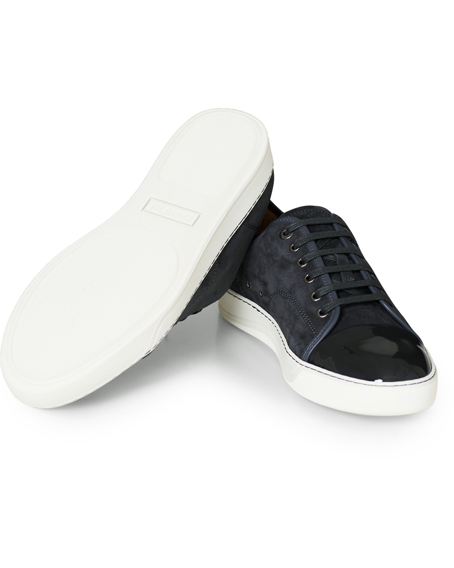 Men | Lanvin Patent Captoe Sneaker Grey Suede | Lanvin | Patent Captoe Sneaker Grey Suede