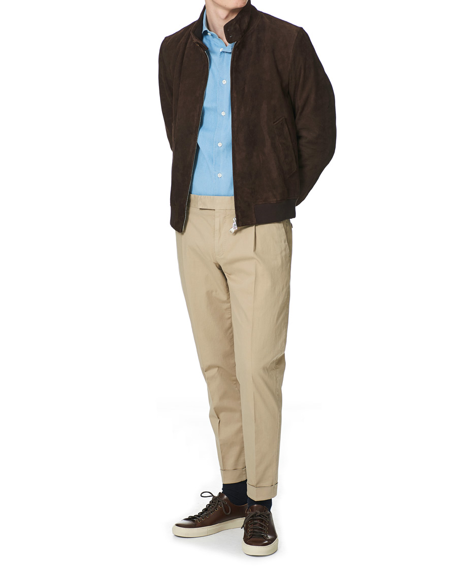 Men | Shirts | Mazzarelli | Soft Cut Away Denim Shirt Light Indigo