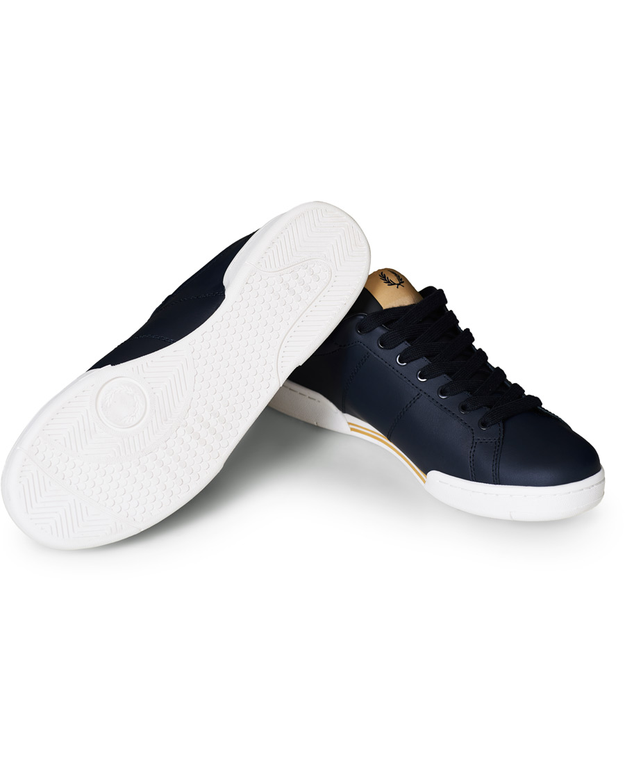 Men | Fred Perry B722 Leather Sneaker Navy/Gold | Fred Perry | B722 Leather Sneaker Navy/Gold
