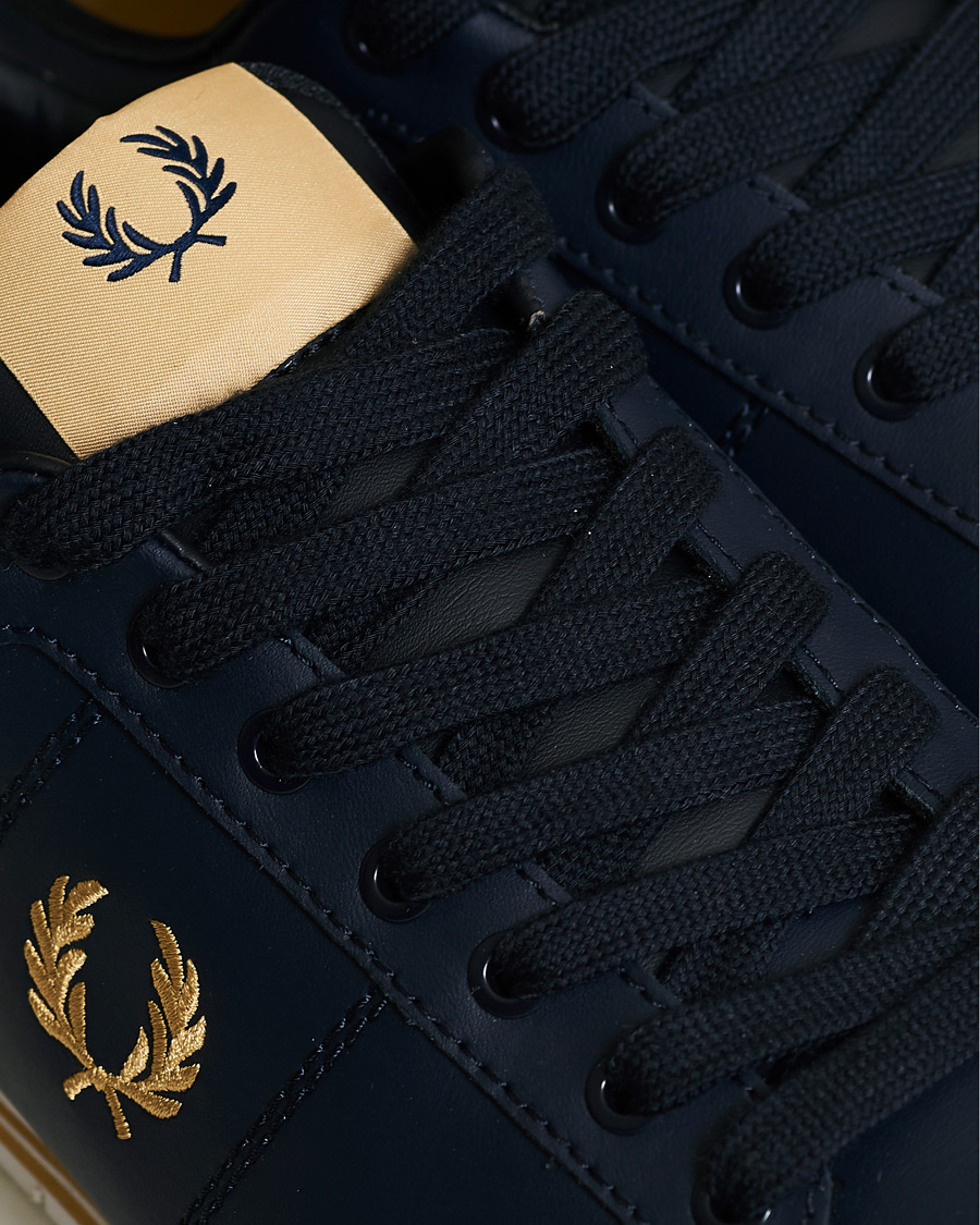 Men | Fred Perry B722 Leather Sneaker Navy/Gold | Fred Perry | B722 Leather Sneaker Navy/Gold