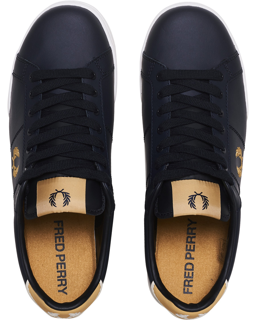 Men | Fred Perry B722 Leather Sneaker Navy/Gold | Fred Perry | B722 Leather Sneaker Navy/Gold