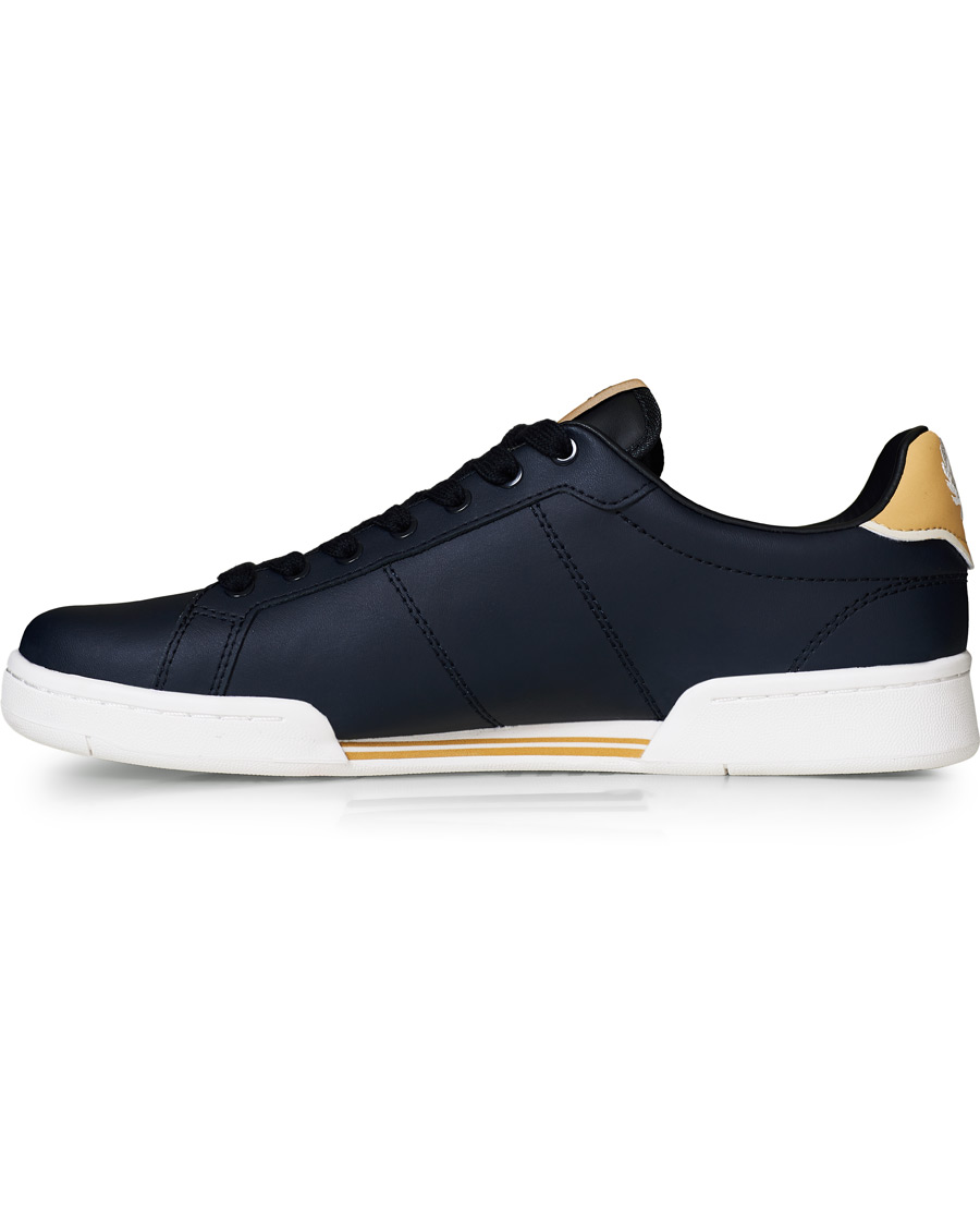 Men | Fred Perry B722 Leather Sneaker Navy/Gold | Fred Perry | B722 Leather Sneaker Navy/Gold