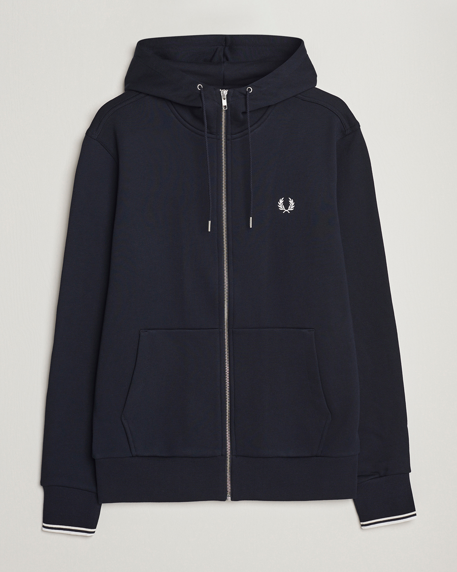 Men | Sweaters & Knitwear | Fred Perry | Full Zip Hooded Sweatshirt Navy