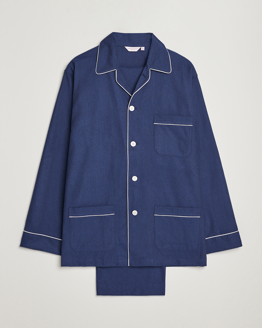 Men | Pyjamas & Robes | Derek Rose | Brushed Cotton Flanell Pyjama Set Navy