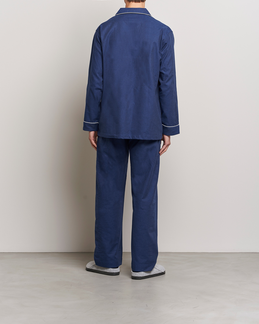 Men | Pyjamas & Robes | Derek Rose | Brushed Cotton Flanell Pyjama Set Navy