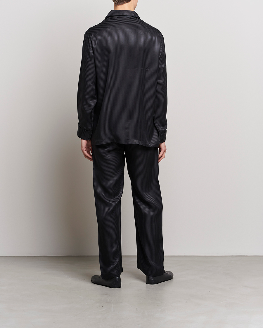 Men | Pyjamas & Robes | Derek Rose | Striped Silk Pyjama Set Black