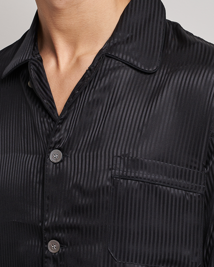 Men | Pyjamas & Robes | Derek Rose | Striped Silk Pyjama Set Black