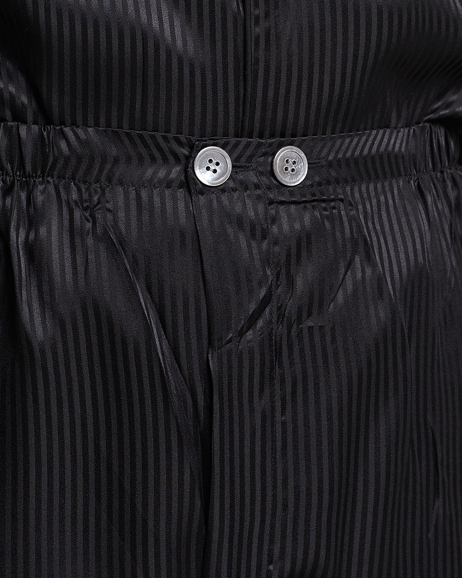 Men | Pyjamas & Robes | Derek Rose | Striped Silk Pyjama Set Black