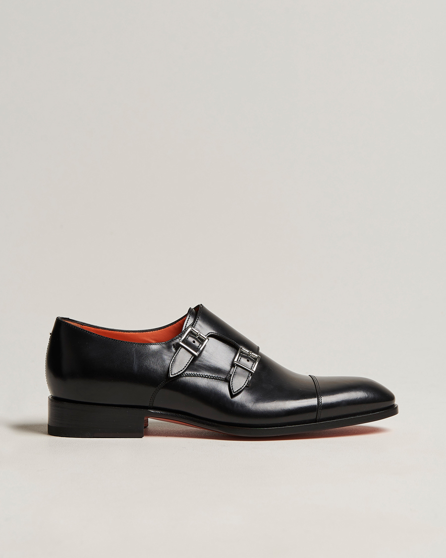 Men | Santoni Blake Double Monk Black Calf | Santoni | Blake Double Monk Black Calf