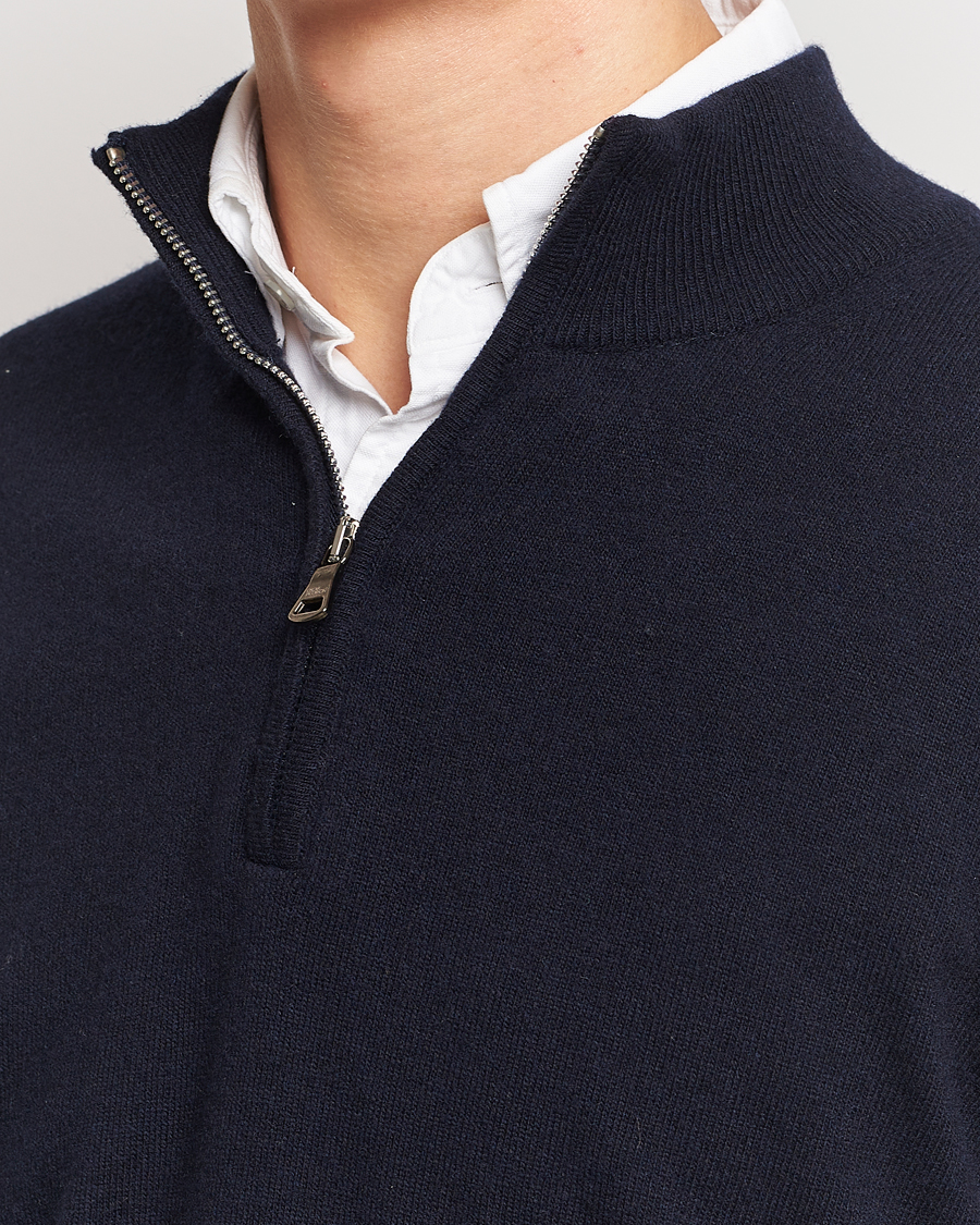 Men | Sweaters & Knitwear | Oscar Jacobson | Patton Wool/Cashmere Half Zip Navy
