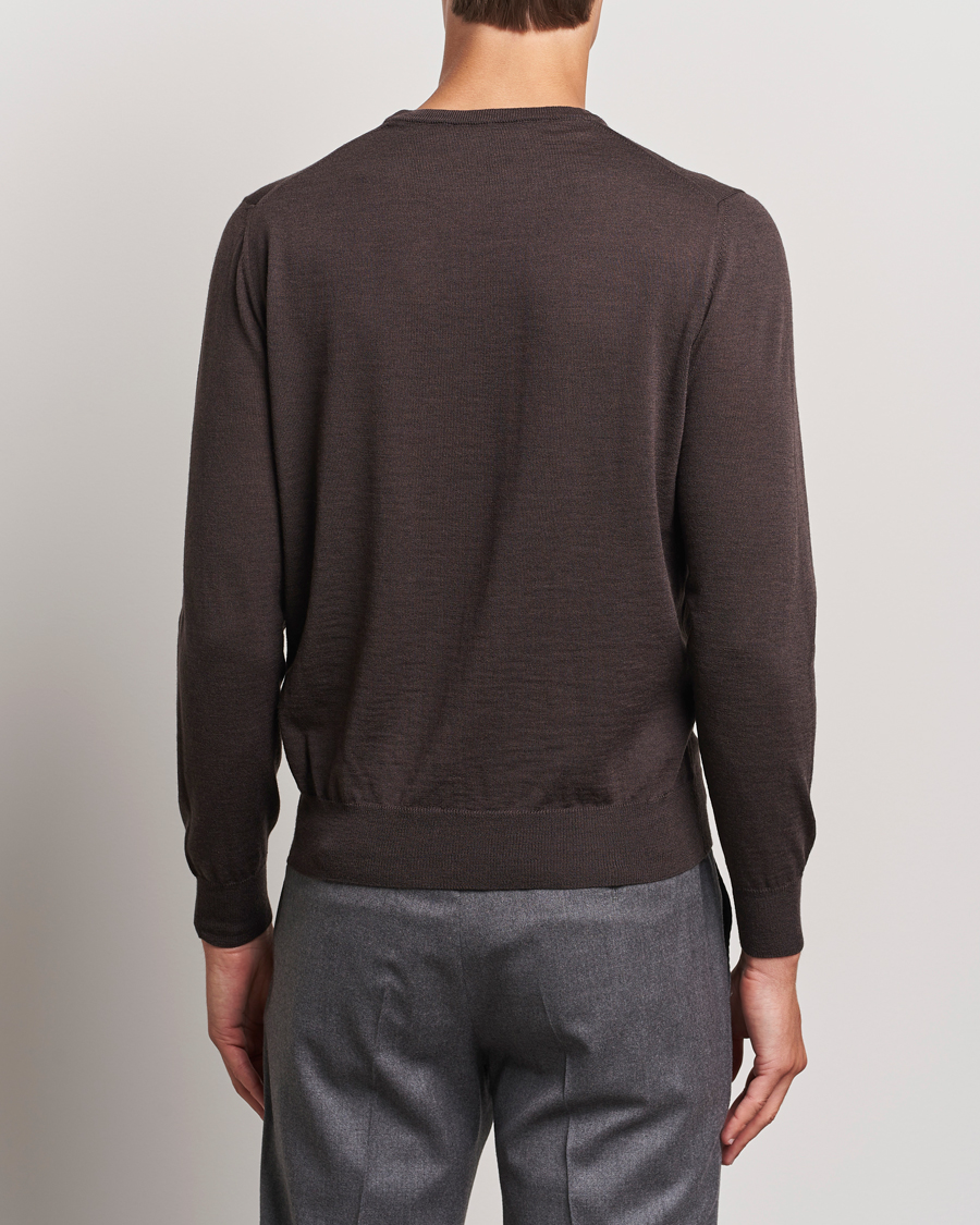 Men | Sweaters & Knitwear | Canali | Merino Wool Crew Neck Brown