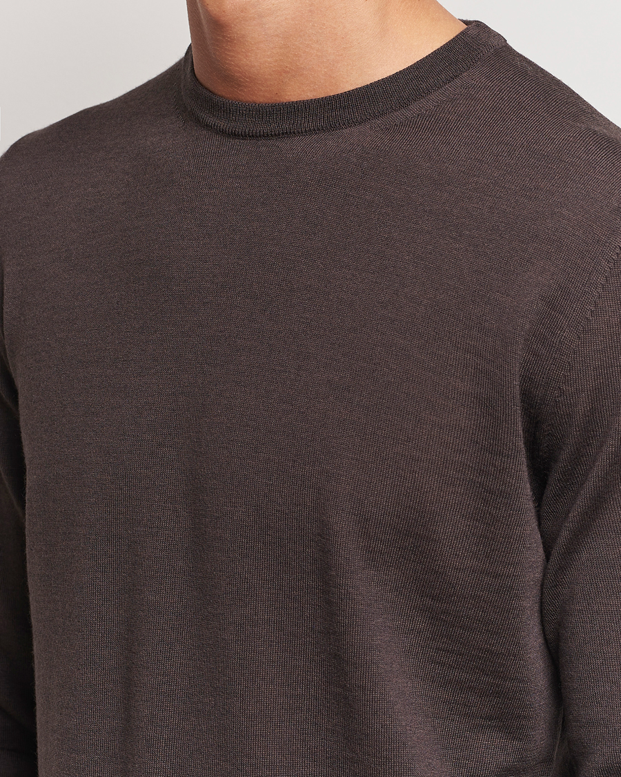 Men | Sweaters & Knitwear | Canali | Merino Wool Crew Neck Brown