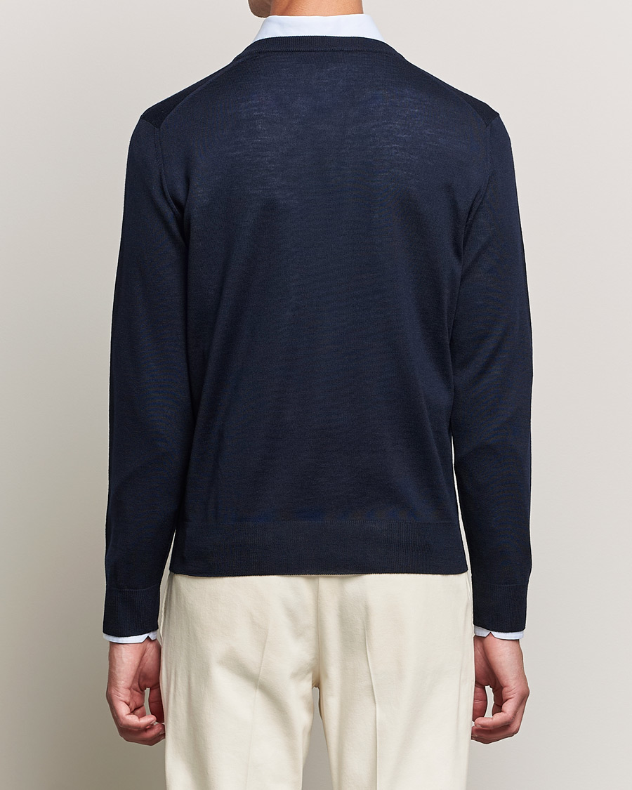 Men | Sweaters & Knitwear | Canali | Merino Wool V-Neck Navy