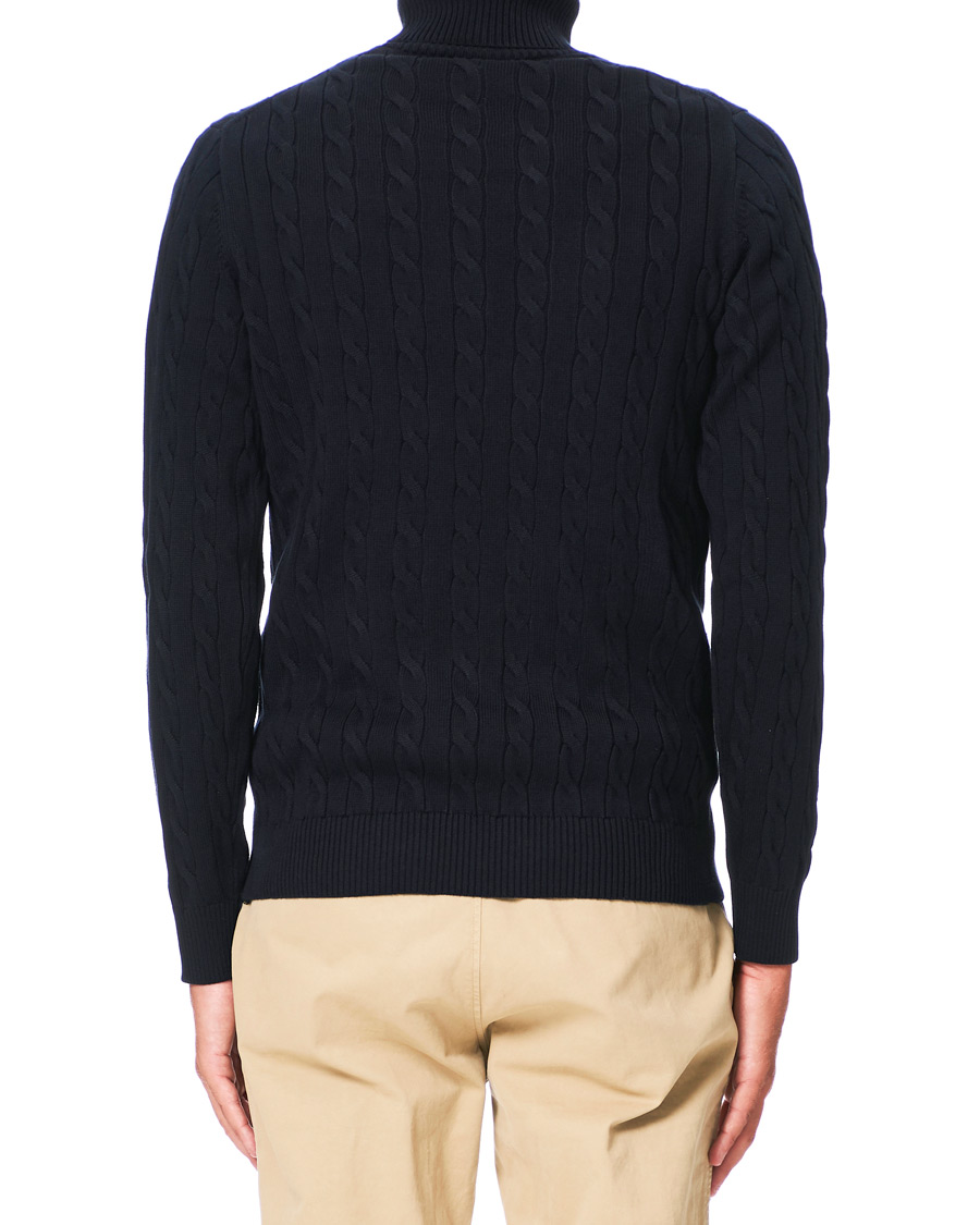 Men | Sweaters & Knitwear | GANT | Cotton Cable Turtleneck Evening Blue