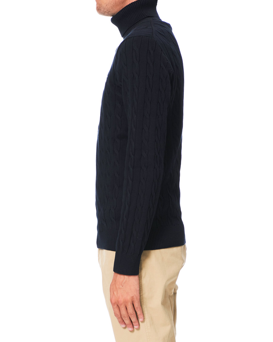 Men | Sweaters & Knitwear | GANT | Cotton Cable Turtleneck Evening Blue