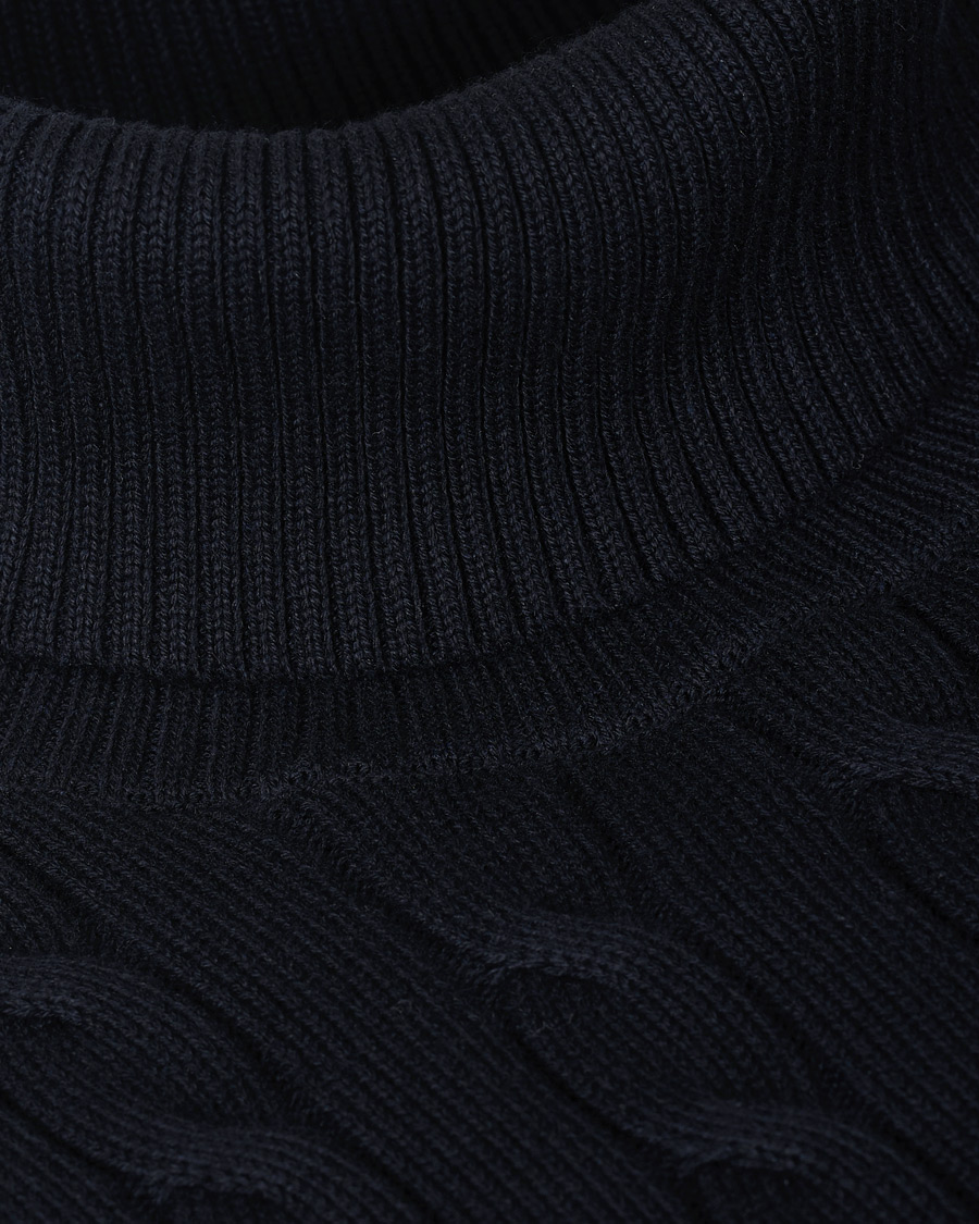 Men | Sweaters & Knitwear | GANT | Cotton Cable Turtleneck Evening Blue