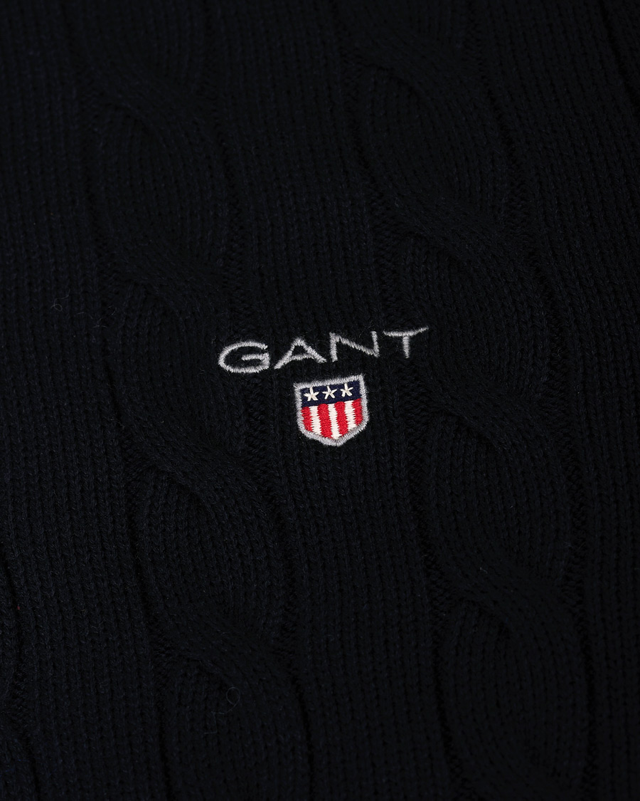 Men | Sweaters & Knitwear | GANT | Cotton Cable Turtleneck Evening Blue