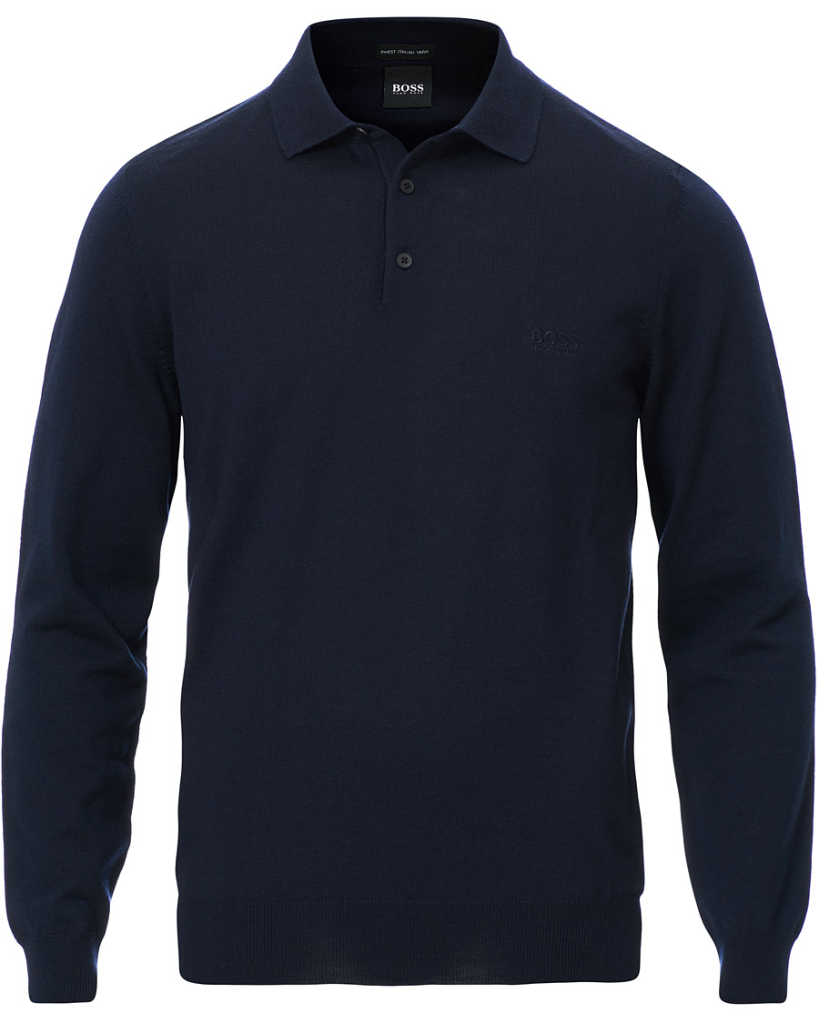 Men | Sweaters & Knitwear | BOSS BLACK | BOSS Bono Knitted Polo Dark Blue