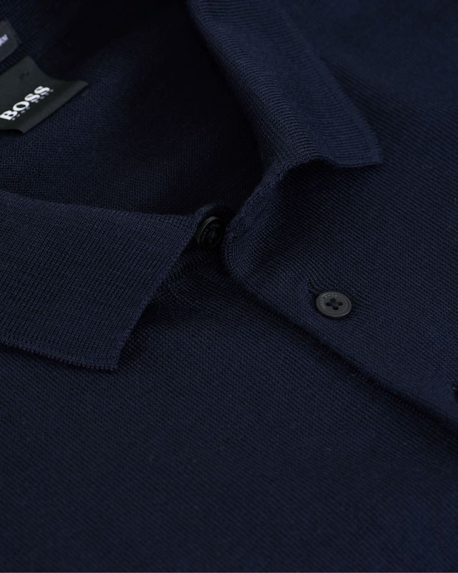 Men | Sweaters & Knitwear | BOSS BLACK | BOSS Bono Knitted Polo Dark Blue