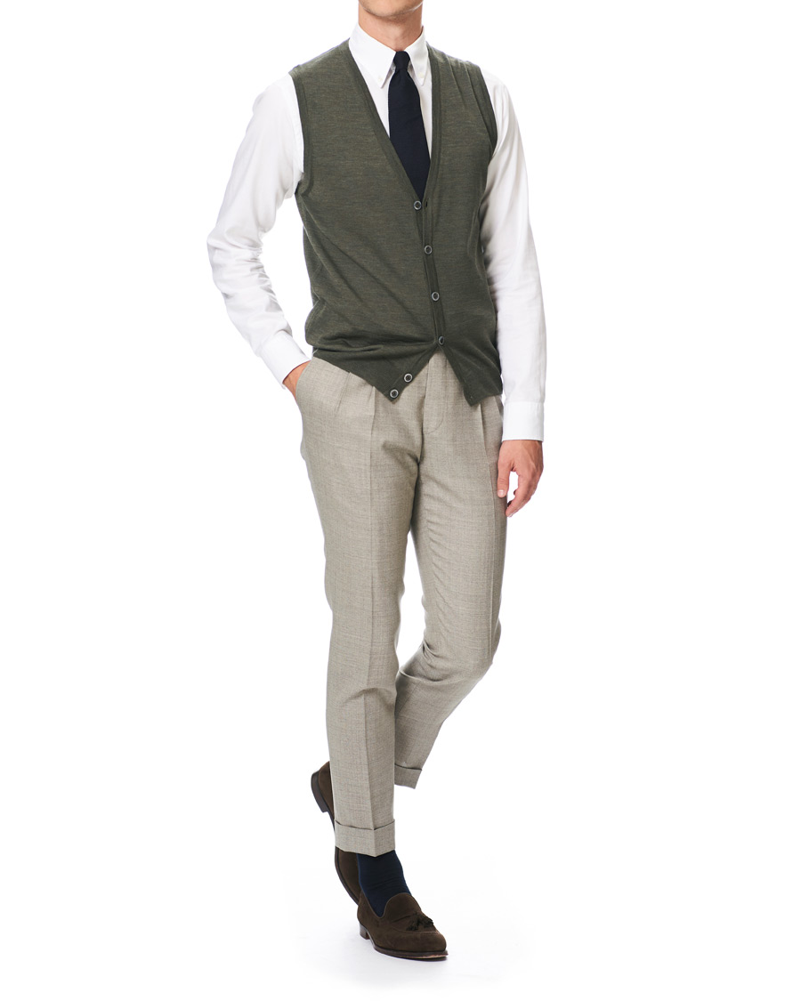 Men | Sweaters & Knitwear | Stenströms | Merino Slipover Green
