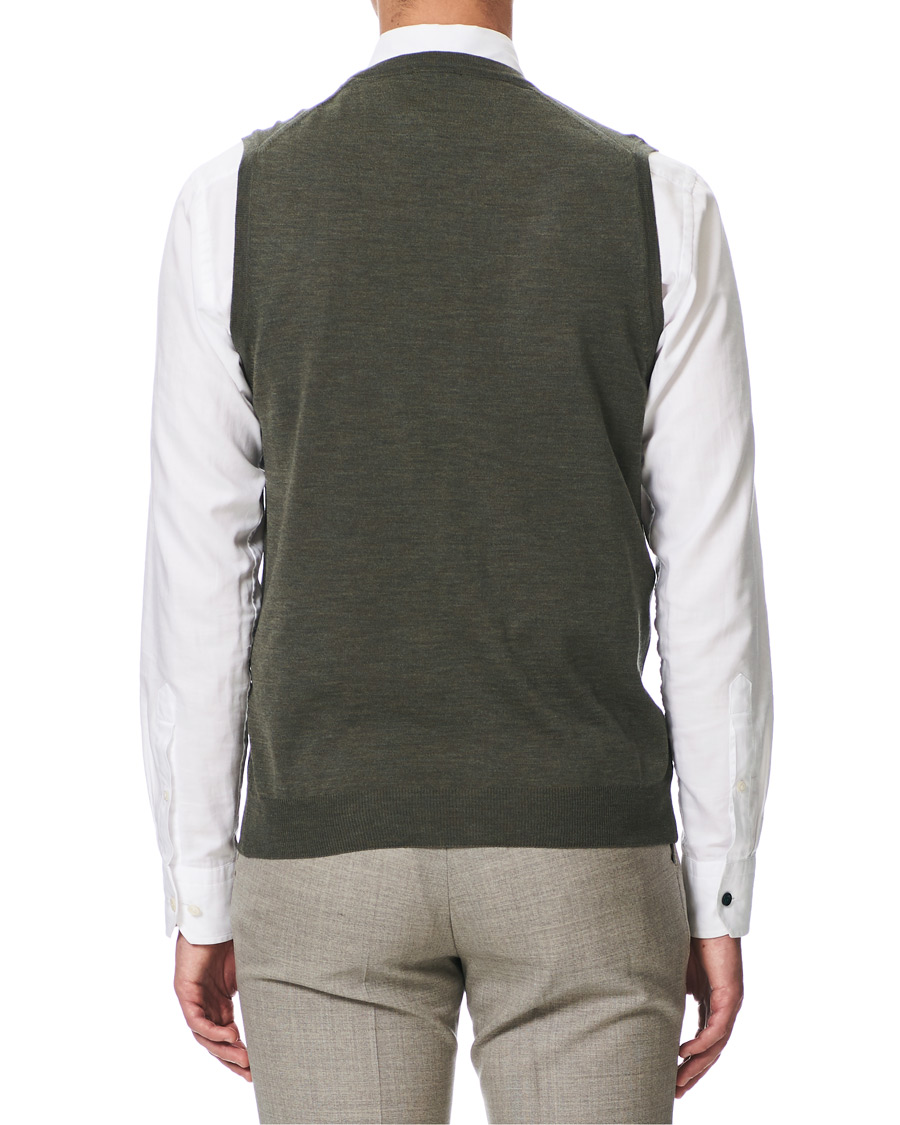 Men | Sweaters & Knitwear | Stenströms | Merino Slipover Green
