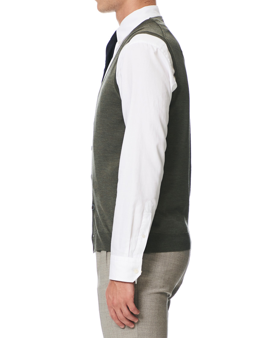 Men | Sweaters & Knitwear | Stenströms | Merino Slipover Green