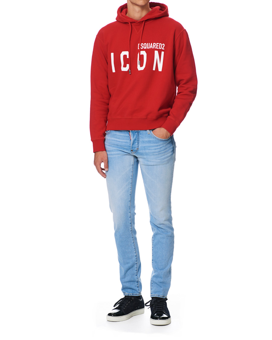 Men | Sweaters & Knitwear | Dsquared2 | Cool Fit Icon Logo Hoodie Red