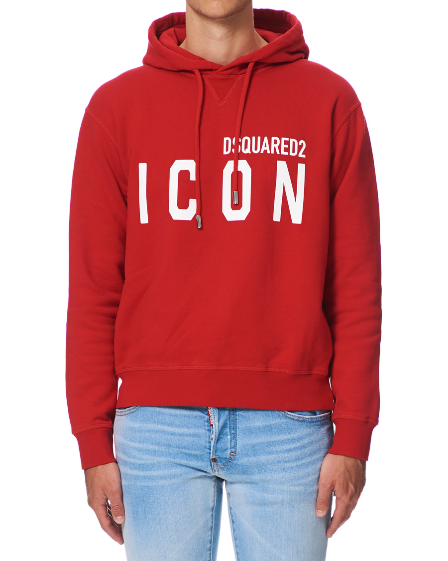 Men | Sweaters & Knitwear | Dsquared2 | Cool Fit Icon Logo Hoodie Red