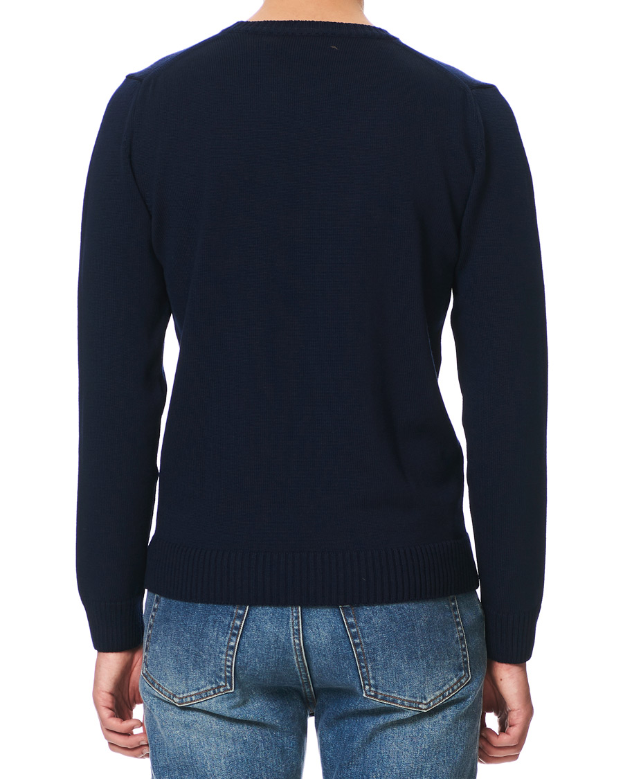 Men | Sweaters & Knitwear | Stenströms | Heavy Knitted Merino Crew Neck Navy