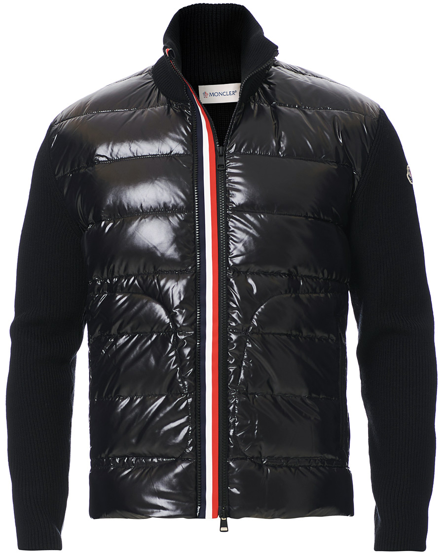 Men | Sweaters & Knitwear | Moncler | Stripe Hybrid Full Zip Black