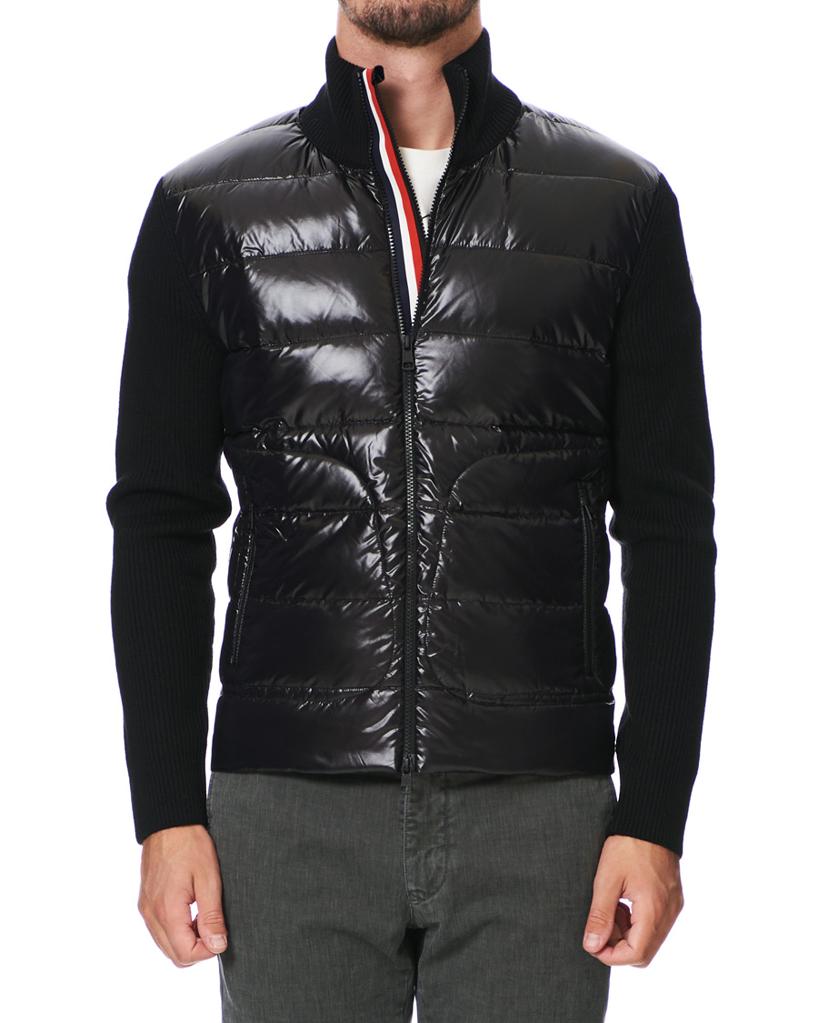 Men | Sweaters & Knitwear | Moncler | Stripe Hybrid Full Zip Black