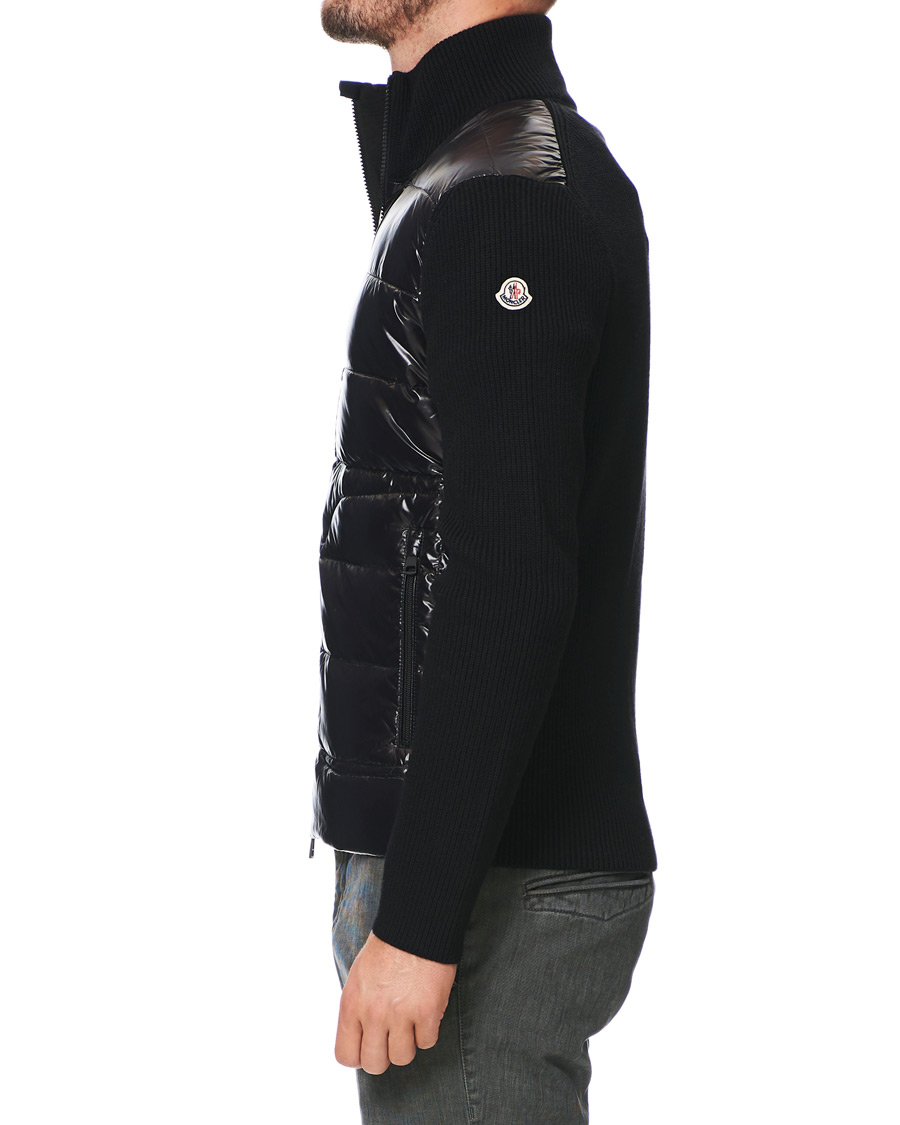 Men | Sweaters & Knitwear | Moncler | Stripe Hybrid Full Zip Black