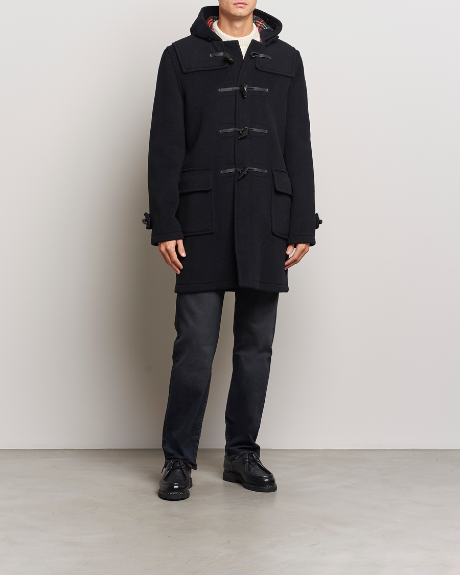 Men | Coats & Jackets | Gloverall | Morris Duffle Coat Black/Royal Stewart