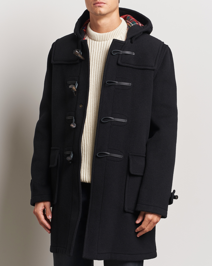 Men | Coats & Jackets | Gloverall | Morris Duffle Coat Black/Royal Stewart S