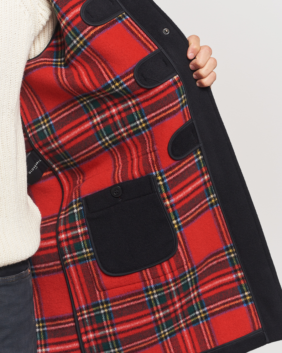 Men | Coats & Jackets | Gloverall | Morris Duffle Coat Black/Royal Stewart