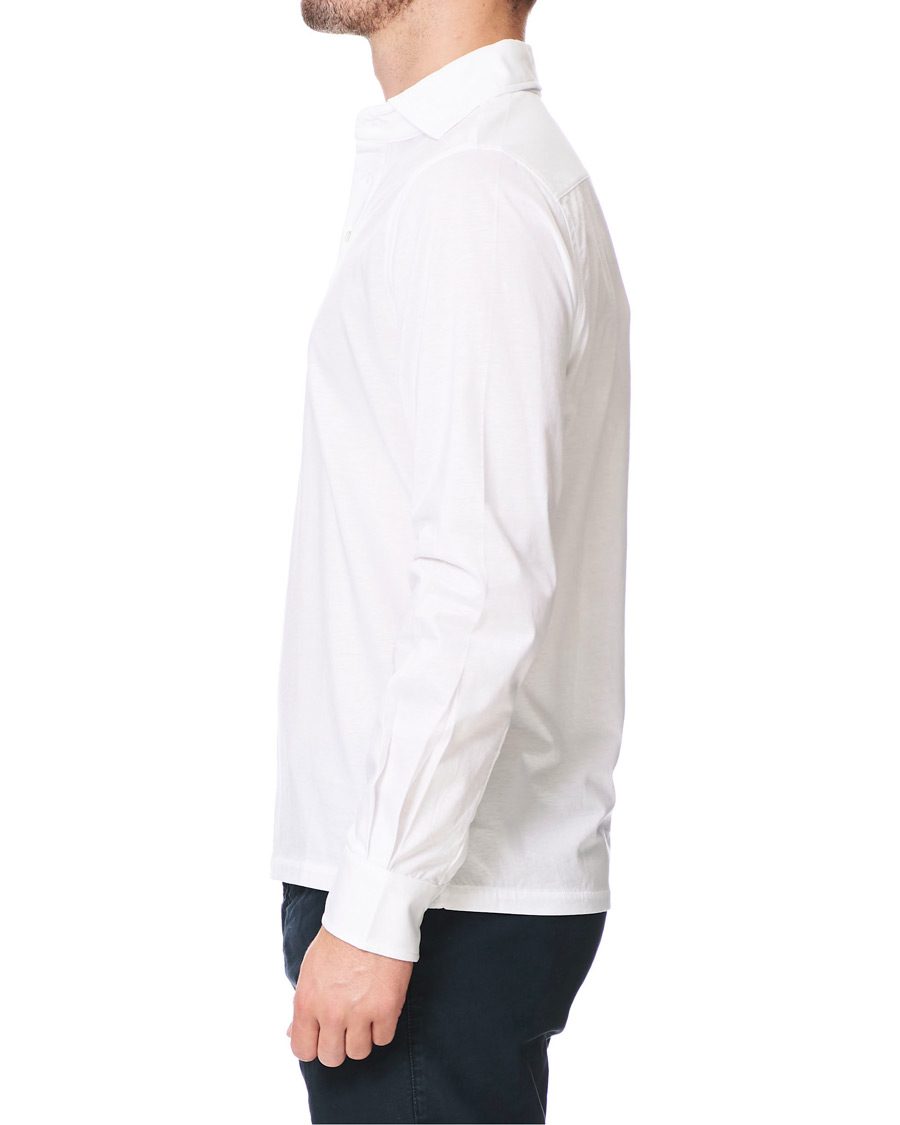 Men | Shirts | Stenströms | Cotton Popover Poloshirt White