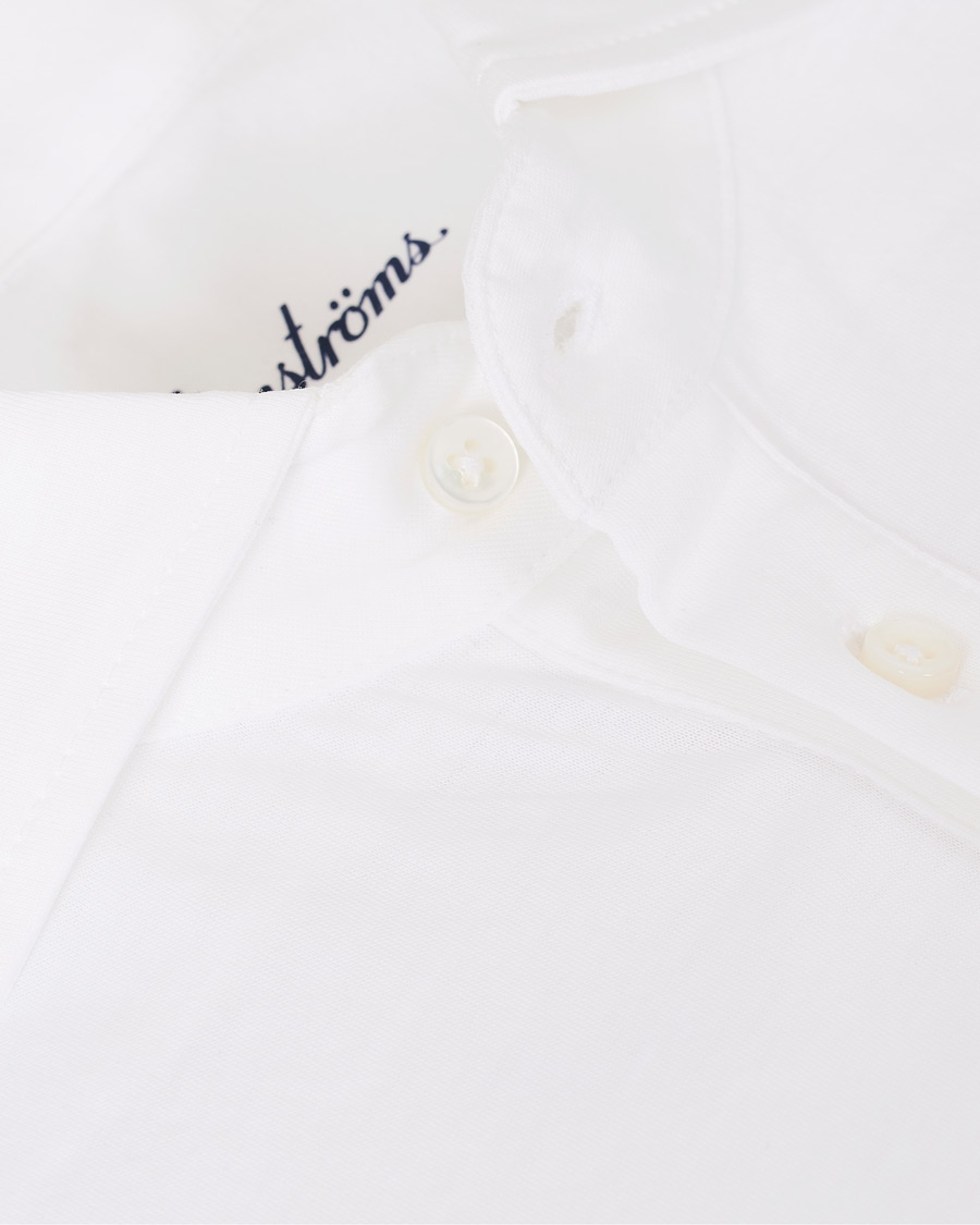 Men | Shirts | Stenströms | Cotton Popover Poloshirt White
