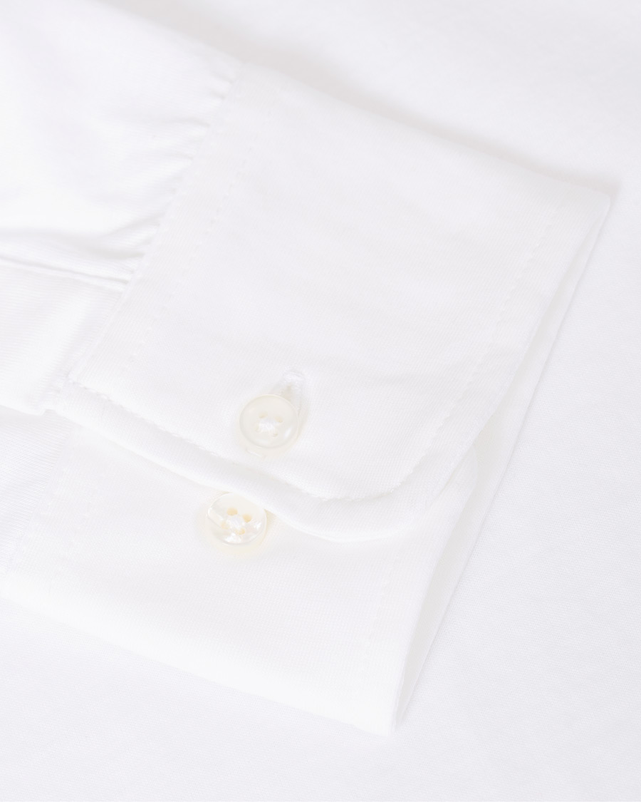 Men | Shirts | Stenströms | Cotton Popover Poloshirt White