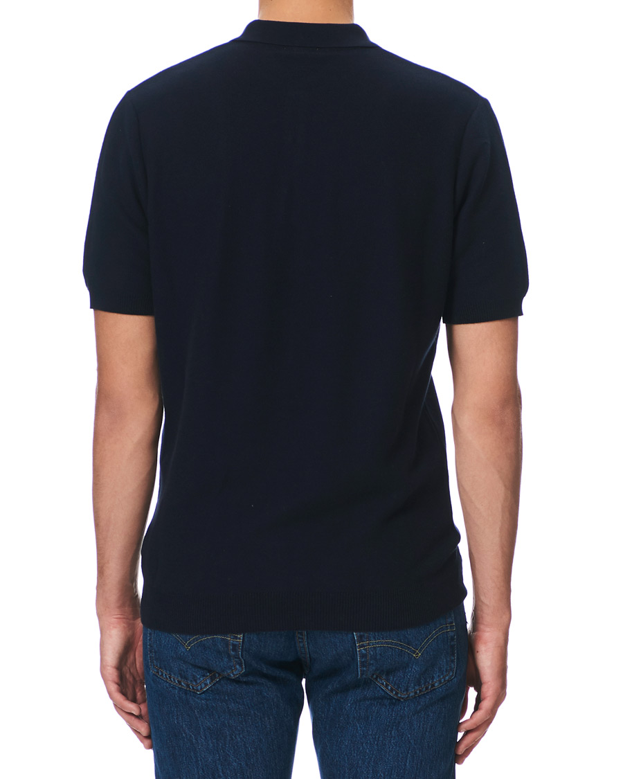 Men | Polo Shirts | Sunspel | Fine Texture Polo Navy