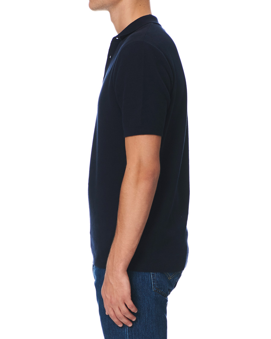 Men | Polo Shirts | Sunspel | Fine Texture Polo Navy