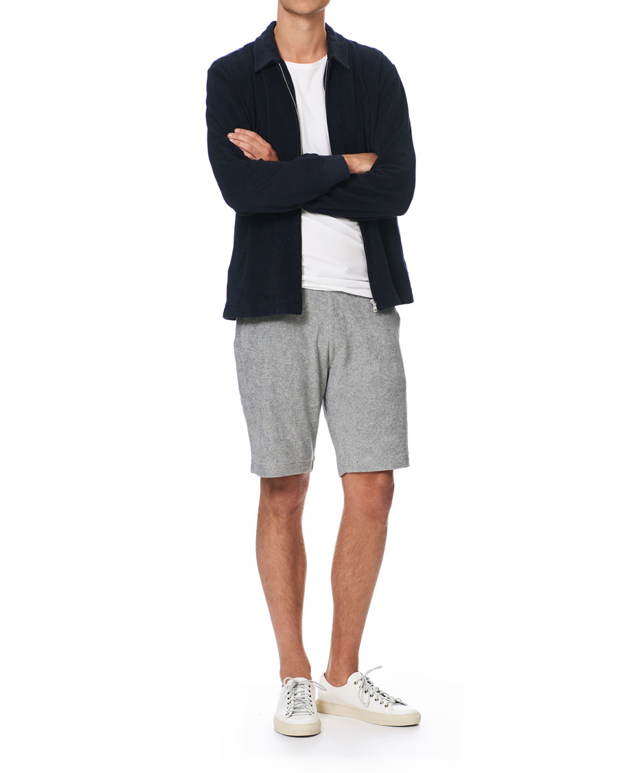 Men | Shorts | Sunspel | Organic Cotton Towelling Shorts Grey Melange