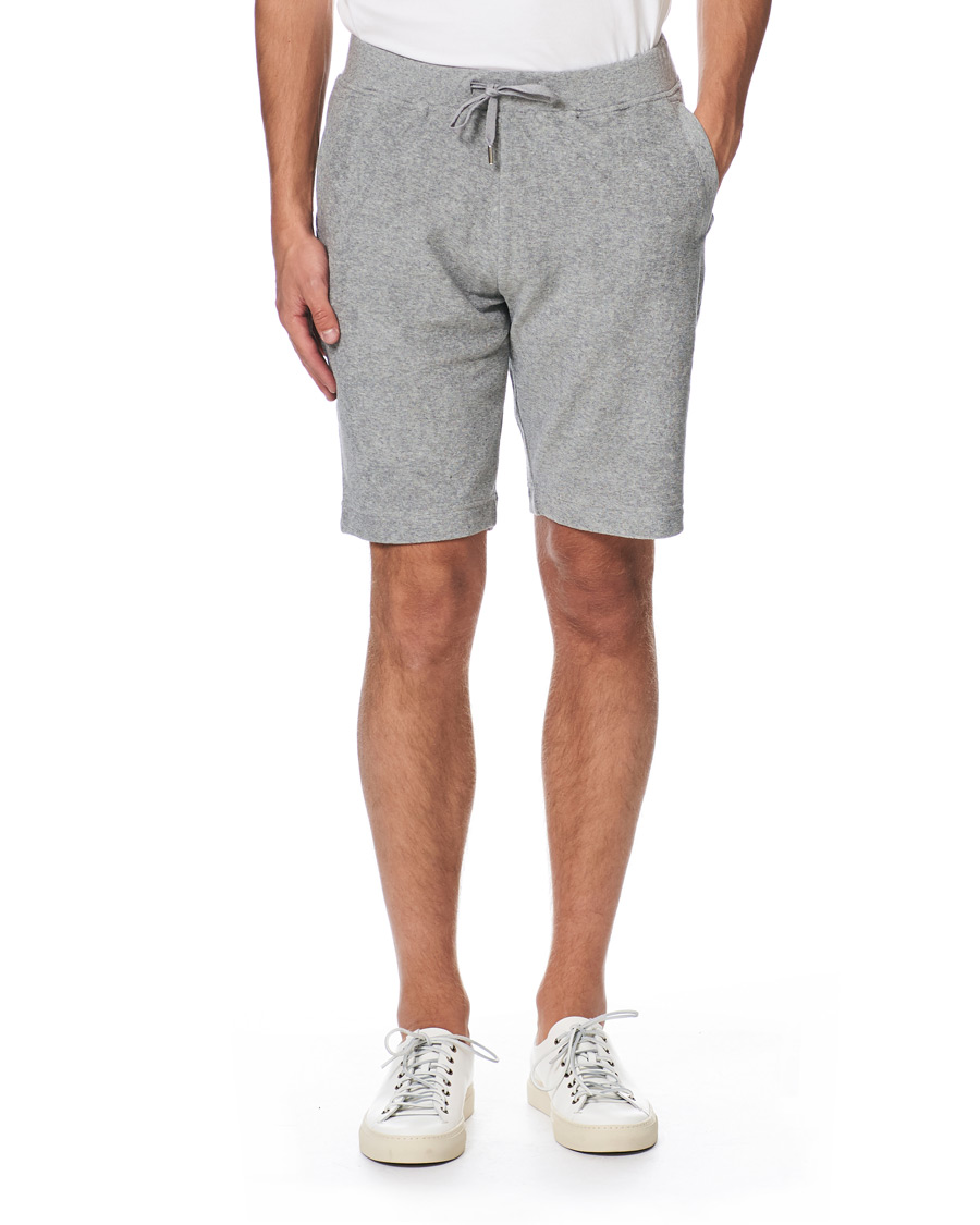 Men | Shorts | Sunspel | Organic Cotton Towelling Shorts Grey Melange