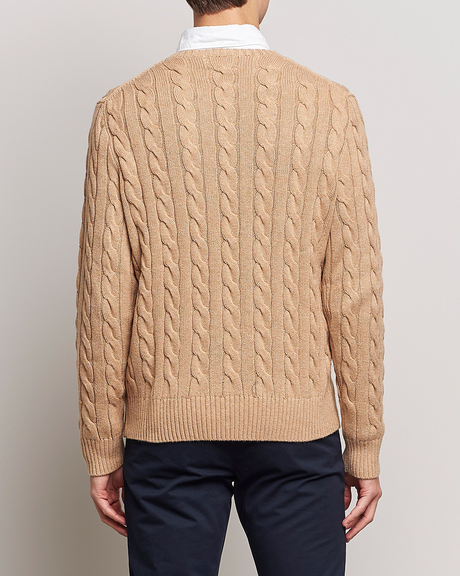 Men | Sweaters & Knitwear | Polo Ralph Lauren | Cotton Cable Pullover Camel Melange