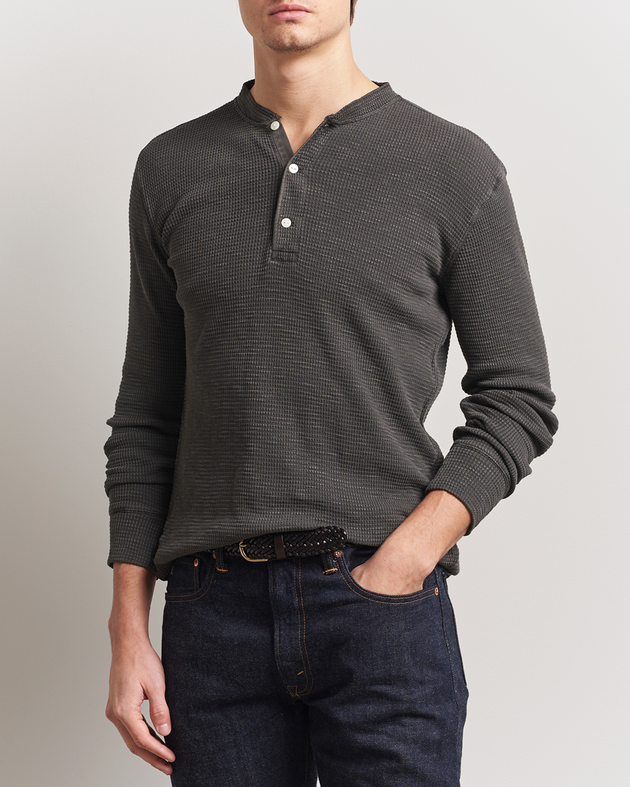 Men | Sweaters & Knitwear | RRL | Long Sleeve Henley Faded Black