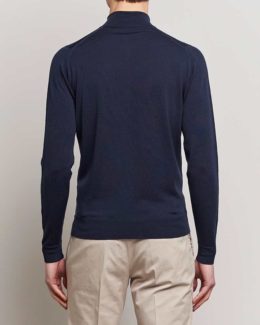 Men | Sweaters & Knitwear | John Smedley | Barrow Extra Fine Merino Half Zip Midnight