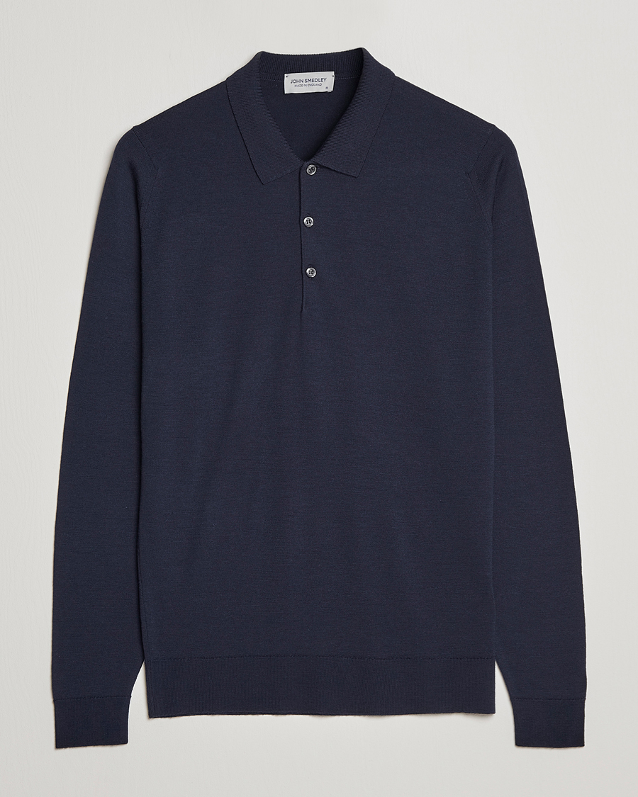 Men | Sweaters & Knitwear | John Smedley | Belper Extra Fine Merino Polo Pullover Midnight