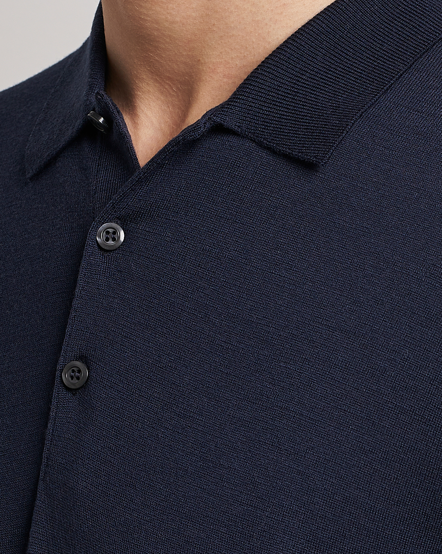 Men | Sweaters & Knitwear | John Smedley | Belper Extra Fine Merino Polo Pullover Midnight