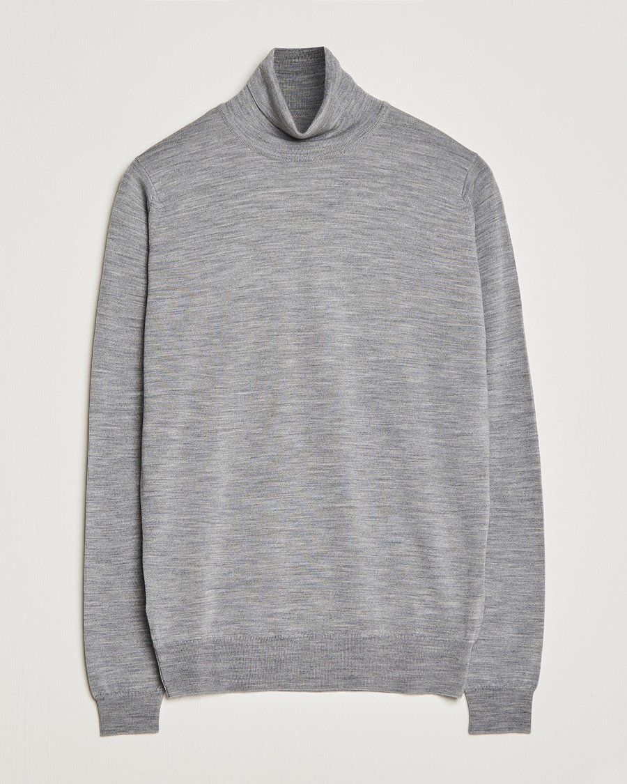 Men | Sweaters & Knitwear | John Smedley | Cherwell Extra Fine Merino Rollneck Silver