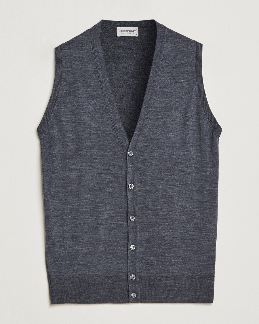 Men | Sweaters & Knitwear | John Smedley | Huntswood Slim Fit Waistcoat Charcoal